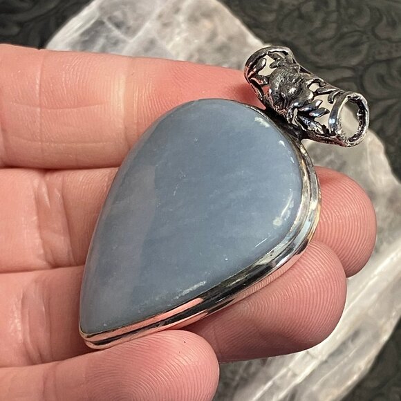 Angelite Anhydrite Angel Stone Pendant Stone Crystal Jewelry - Picture 4 of 7